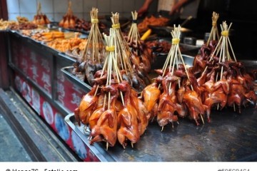 Gebratene Wachteln - Garküche in Bangkok