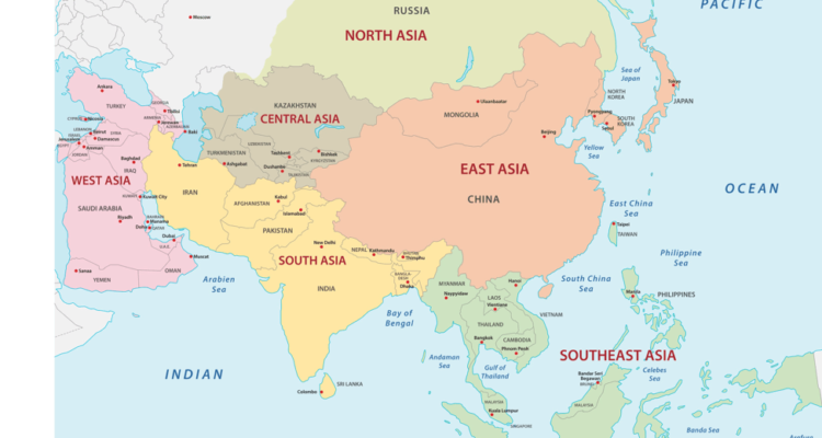 karte von asien mit ländern Asien Lander Karte Regionen Hauptstadte In Der Ubersicht karte von asien mit ländern