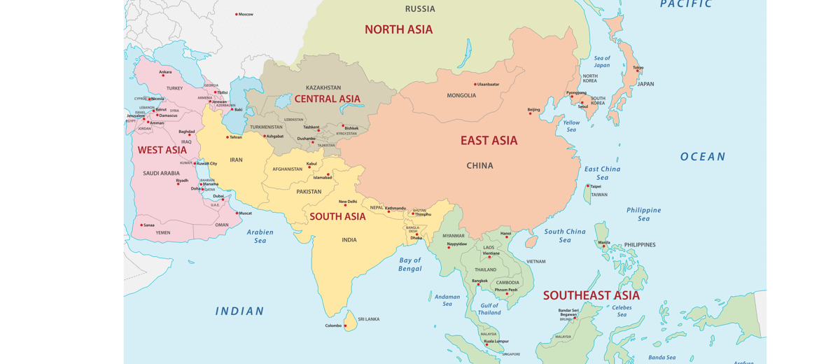 Asien L nder Karte Regionen Hauptst dte in der bersicht